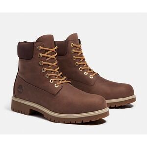 Timberland Mens‎ 6 Inch Premium Waterproof Boot Dark Brown Nubuck Leather Sz 8.5